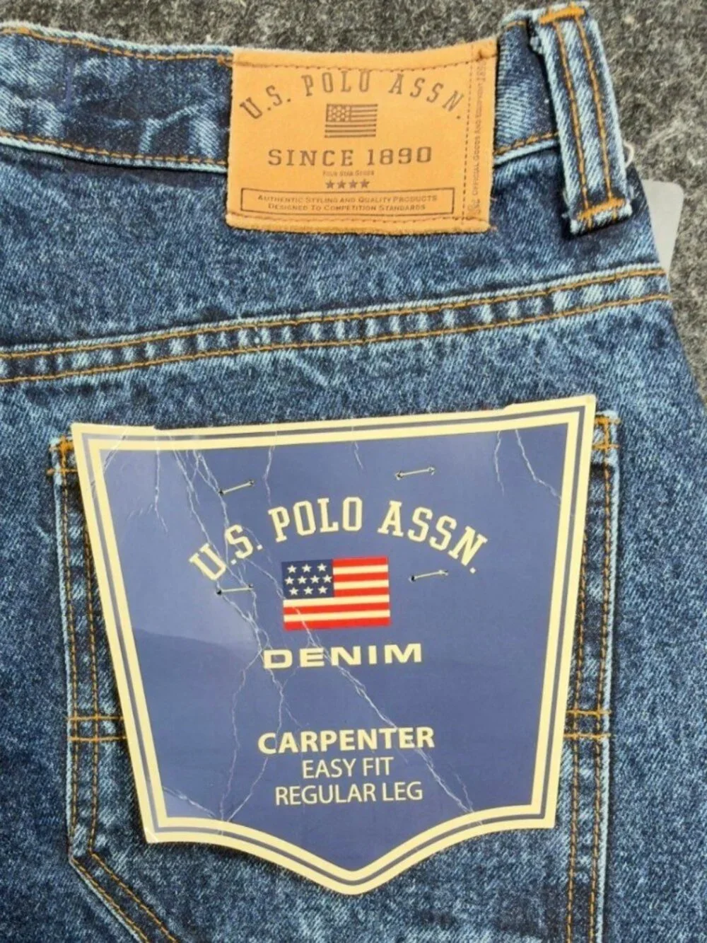 U.S. Polo Assn Carpenter Jeans Boys 16 Blue Cotton Easy Fit Regular Leg NWT